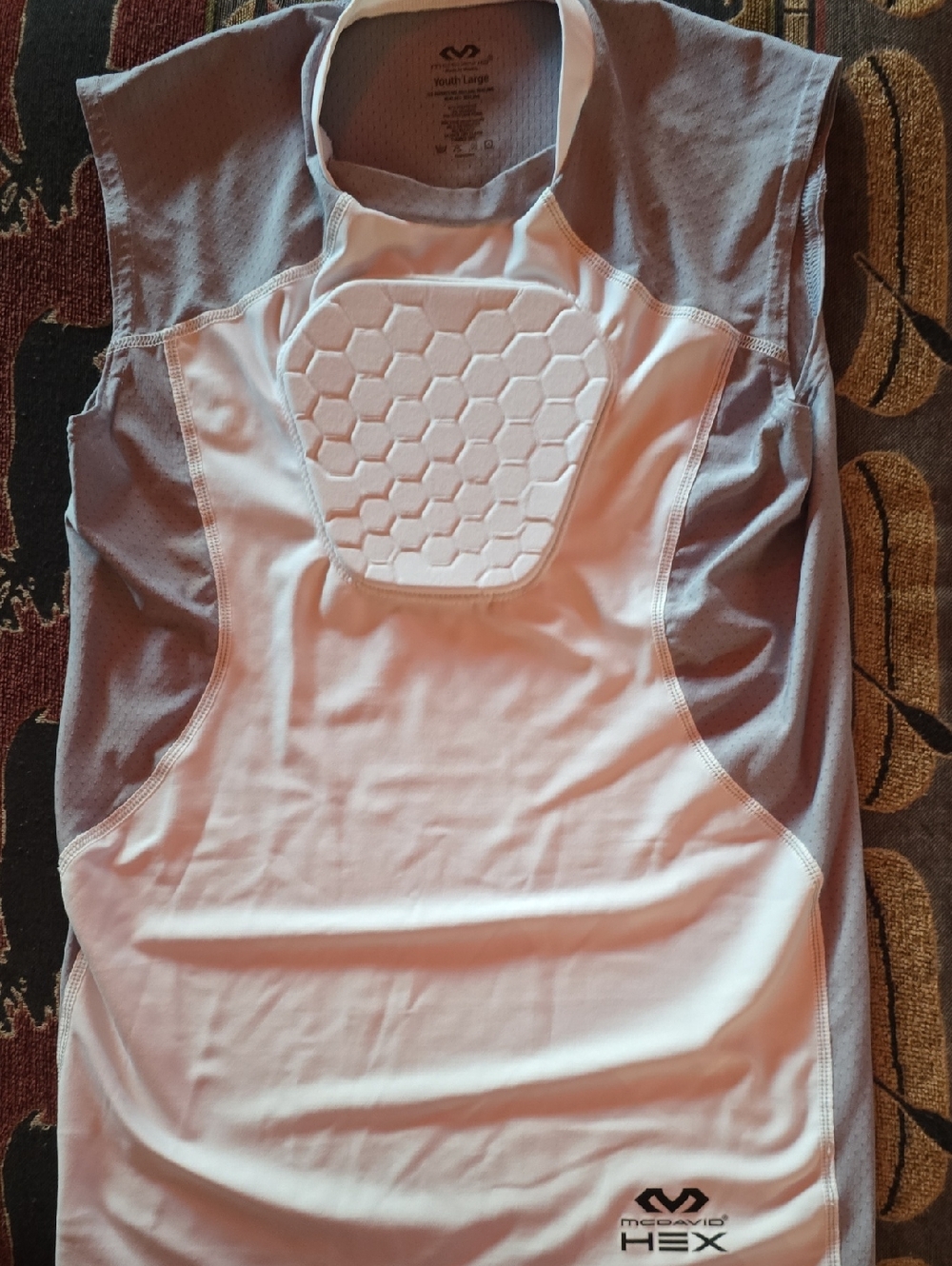 HEX Sleeveless Compression Top - White & Gray (Padded Sternum Baseball Shirt